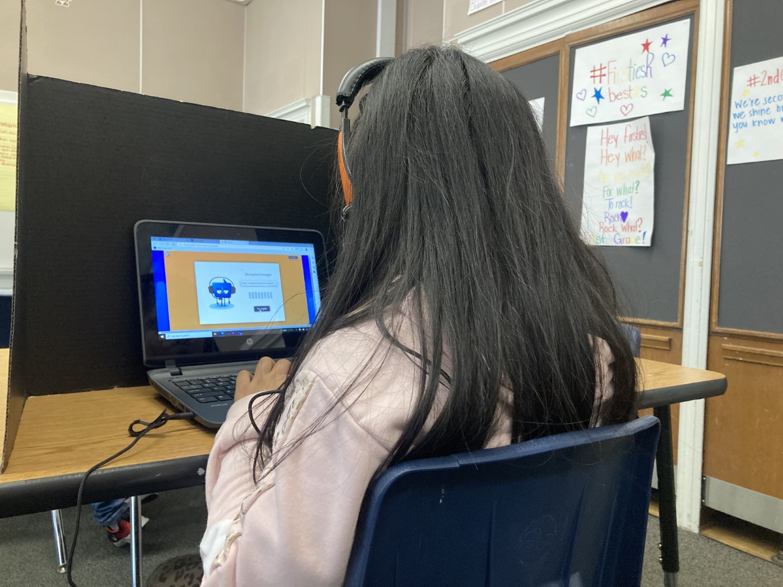 Student working on a laptop